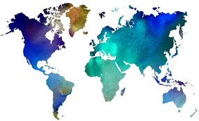Εικόνα στον παγκόσμιο χάρτη χρώματος φελλού σε σχέδιο ακουαρέλας - 120x80  color mix