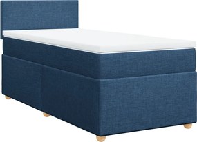 vidaXL Κρεβάτι Boxspring με Στρώμα Μπλε 90x190 εκ.Υφασμάτινο