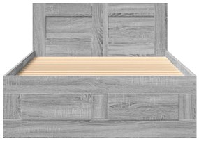 vidaXL Πλαίσιο Κρεβατιού με Κεφαλάρι Γκρι Sonoma 90x200 εκ. Επεξ. Ξύλο