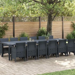 vidaXL Σέτ φαγητού για κήπο 13 pcs Ανθρακί Rattan Polt