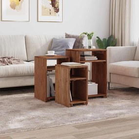 vidaXL Τραπέζι Έμφασης με ράφι 3 pcs Καφέ Στερεό ξύλο Μαόνι