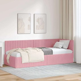 vidaXL Κρεβάτι Γωνίας με κεφαλάρι Ροζ 80 x 200 cm Βελούδο