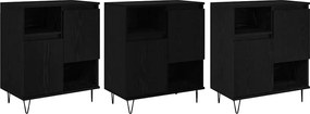 vidaXL Πλαϊνό γραφείο 3 pcs Μαύρη Οξυά 60 x 35 x 70 cm