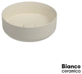 Bianco Ceramica Etna Επιτραπέζιος Πορσελάνινος Νιπτήρας Ø36εκ Ivory Matt