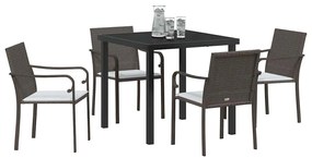 vidaXL Σέτ φαγητού για κήπο 5 pcs Καφέ Πολυ ράταν