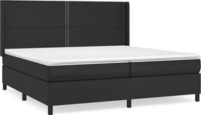 vidaXL Κρεβάτι Boxspring με Στρώμα Μαύρο 200x200 εκ. Συνθετικό Δέρμα