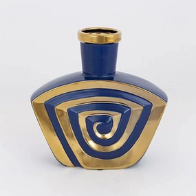 Βάζο Κεραμικό 752-20342 23,2x6,8x23,5cm Blue-Gold Estheti Home Ceramic