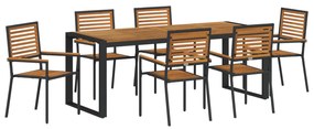 vidaXL σετ 7 κομματιών τραπεζαρίας κήπου  μαύρο πολυρόπτη ακακίας