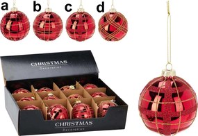 Γυάλινη Μπάλα Χριστουγέννων Κόκκινη 8cm σε 4 σχέδια 672535 (d)