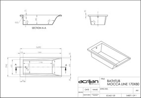 Acrilan Mocca Line 170x80 - Ευθύγραμμη Ακρυλική Μπανιέρα - Maxxcoat