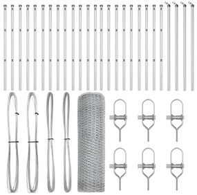 vidaXL Στύλος Περιφράξεων Ασημί 50 x 0,5 μ (13 χιλ. πλέγμα) Ατσάλι