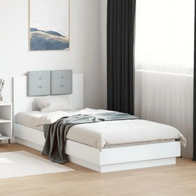Πλαίσιο Κρεβατιού με Κεφαλάρι και LED Λευκό 90 x 200 εκ. - Λευκό