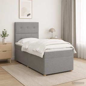 vidaXL Κρεβάτι box spring με στρώμα Ανοιχτό γκρι 100 x 200 cm Ύφασμα