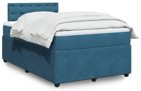 vidaXL Κρεβάτι Boxspring με Στρώμα Μπλε 120x190 εκ. Βελούδινο