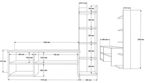Σύνθετο Σαλονιού Perla σε Λευκό - Φυσικό 120x29.5x41,8εκ. 120x29.5x41.8 εκ.