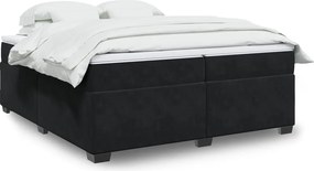 vidaXL Κρεβάτι Boxspring με Στρώμα Μαύρο 200x200 εκ. Βελούδινο