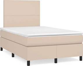vidaXL Κρεβάτι Boxspring Στρώμα&amp;LED Καπουτσίνο 120x190 εκ. Συνθ. Δέρμα