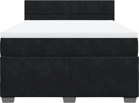 vidaXL Κρεβάτι Boxspring με Στρώμα Μαύρο 140x190 εκ. Βελούδινο