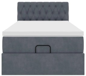 vidaXL Οθωμανικό κρεβάτι με στρώμα & LEDs Dark Grey 80x200cm Velvet