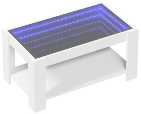 vidaXL Τραπεζάκι Σαλονιού με LED Λευκό 93x53x45 εκ. Επεξεργασμένο Ξύλο