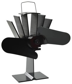 vidaXL Αερόθερμο Σόμπας Μαύρο με 2 Πτερύγια