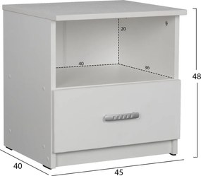 ΚΟΜΟΔΙΝΟ ADLER ΜΕΛΑΜΙΝΗΣ ΛΕΥΚΟ HM2431.03 45x40x48 εκ.