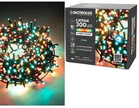 300 LED Εσωτ. &amp; Εξωτ. Χώρου Με 8 Προγράμματα Και Μετασχηματιστή Πολύχρωμο Φως Πράσινο Καλώδιο Μη Επεκτεινόμενο IP44 31V 14m