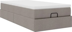 vidaXL Οθωμανικό κρεβάτι με στρώμα Taupe 90x190cm ύφασμα