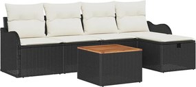 vidaXL Σετ Καναπέ Κήπου 6 τμχ. Μαύρο Πολυ ράταν