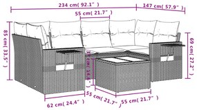 vidaXL Σαλόνι Κήπου Σετ 7 Τεμαχίων Καφέ Συνθετικό Ρατάν με Μαξιλάρια