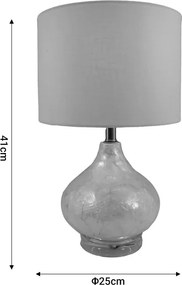 Επιτραπέζιο φωτιστικό Guidance Inart Ε27 λευκό γυαλί-λευκό ύφασμα Φ25x41εκ