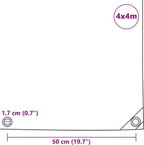 vidaXL Μουσαμάς 650 γρ./μ.² Γκρι 4 x 4 μ.