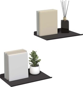 vidaXL Πλωτό ράφι 2 τμχ. Μαύρο 30 x 18 x 2,5 cm Ατσάλι