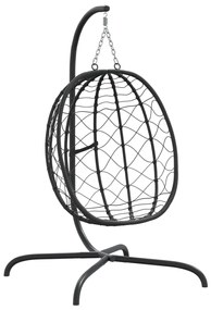 vidaXL Πολυθρόνα Egg Κρεμαστή Κρεμ Συνθ. Ρατάν/Ατσάλι με Μαξιλάρι