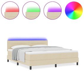 vidaXL Κρεβάτι με Στρώμα & LED Κρέμα 180x200 cm Ύφασμα