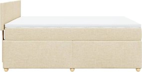 vidaXL Κρεβάτι Boxspring με Στρώμα Κρεμ 140x190 εκ. Υφασμάτινο