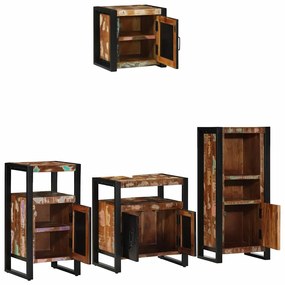 vidaXL Σετ Επίπλων Μπάνιου 4 pcs Πολύχρωμο Στερεό ανακτημένο ξύλο