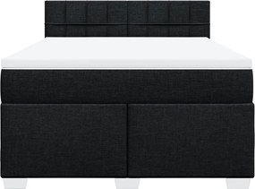 vidaXL Κρεβάτι Boxspring με Στρώμα Μαύρο 140x190 εκ. Υφασμάτινο