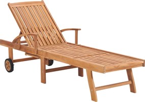 vidaXL Ξαπλώστρες 2 τεμ. από Μασίφ Ξύλο Teak με Τραπέζι και Μαξιλάρι