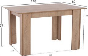 ΤΡΑΠΕΖΙ ΚΟΥΖΙΝΑΣ 140x80x77Υεκ. SONAMA OAK HM2429.01