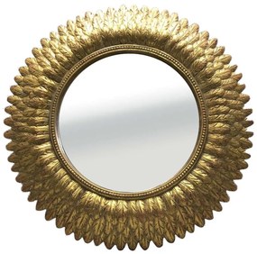 Καθρέπτης Τοίχου Sayap 11-0284 38,5x38,5x3cm Gold-Antique Γυαλί,Polyresin