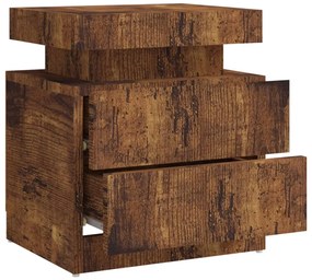 vidaXL Κομοδίνο Καπνιστή Δρυς 45 x 35 x 52 εκ. από Επεξεργασμένο Ξύλο