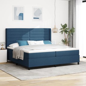 vidaXL Κρεβάτι Box Spring με Στρώμα Μπλε 200x200 εκ. Υφασμά