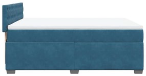 Κρεβάτι Boxspring με Στρώμα Μπλε 160x200 εκ. Βελούδινο - Μπλε