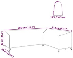 vidaXL Κάλυμμα Επίπλων Εξωτερικού Χώρου 286 x 222 x 80 εκ. Ύφασμα 210D