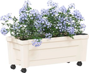 vidaXL Γλάστρα Calypso με Ρόδες Λευκό 79 x 35 x 33 εκ PP
