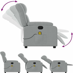 vidaXL Πολυθρόνα Μασάζ Ανακλινόμενη Ανοιχτό Γκρι Υφασμάτινη