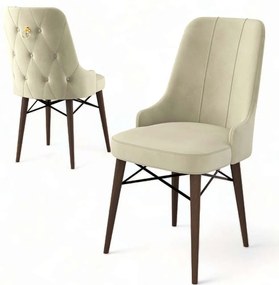 Καρέκλα Pare Babyface (Σετ 4Τμχ) 240CHR1535 46x46x94cm Cream-Brown Μέταλλο,Ύφασμα