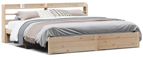 vidaXL Πλαίσιο Κρεβατιού με Κεφαλάρι 200x200 εκ. από Μασίφ Ξύλο Πεύκου