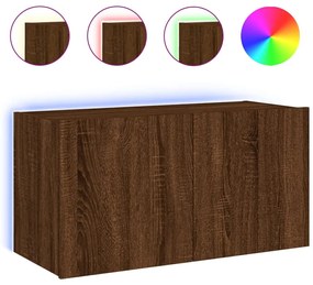 vidaXL Έπιπλο Τοίχου Τηλεόρασης με LED Καφέ Δρυς 80x35x41 εκ.